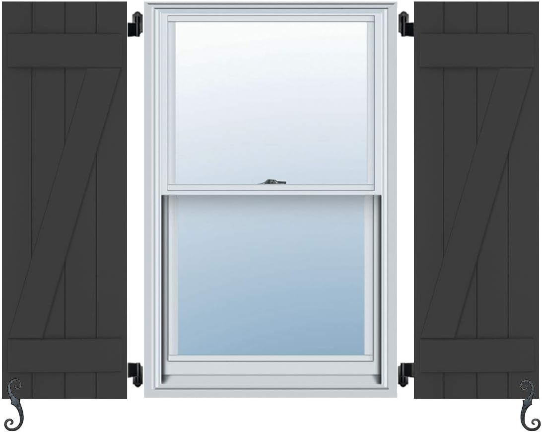 Atlantic Premium Shutters ACB219X81BL Classic Two W/Z-Bar, Board and Batten Shutters (Per Pair), 19