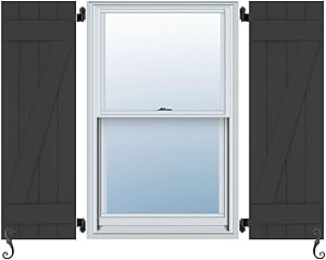 Atlantic Premium Shutters ACB219X81BL Classic Two W/Z-Bar, Board and Batten Shutters (Per Pair), 19