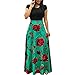 Minisoya Womens Elegant Boho Floral Printed Casual Dress Loose Short Sleeve Beach Cocktail Party Long Maxi Dress
