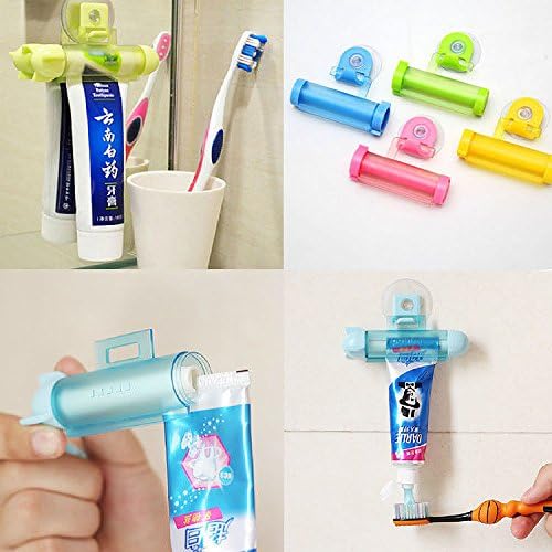 KrisGiftStore Cute Rolling Squeezer Toothpaste Dispenser Tube Partner Sucker Hanging Holder 5xPcs Set 106