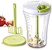 Brieftons QuickPull Food Chopper: Tall 4-Cup Hand Held Vegetable Chopper Mincer Blender to Chop Fruits, Veggies, Herbs, Onion, Garlic for Salsa, Salad, Pesto, Coleslaw, Puree, with Measuring Container