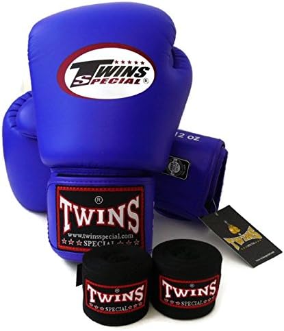 Twins Special - Boxing Gloves. BGVL3, Color:Black Red Green Orange White Blue, Size: 10 12 14 16 oz. Training/Sparring Gloves for Muay Thai, Kick boxing, MMA (blue, 12 oz)