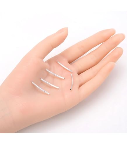 100Pcs Stainless Steel Curved Tube Beads - 19.5mm Spacer Beads For Jewelry Making