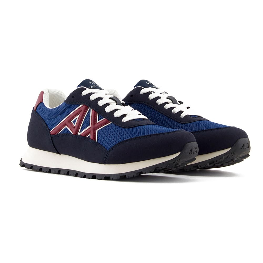 Armani Exchange Men’s Drop Sneaker, Deep Navy/Estate Blue, 10.5
