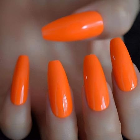Amazon 偽の爪シンプルな棺ネイルロングピュアカラー人工爪のヒントフルカバーガール装飾バレリーナネイル M Ournm ネイルチップ 通販