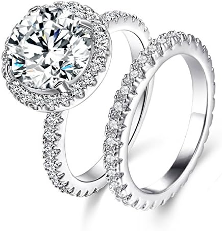 Classic Bridal Sets Band Ring for Women, 3 Ct 8 Heart 8 Arrow White AAA Cubic Zirconia Rose Gold Big Main Stone Cocktail Engagement Wedding Rings Size 5 6 7 8 9 10