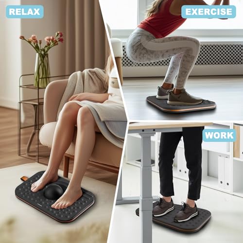 Balance Board, 360 Degree Wobble Balance Board for Adults, 2-in-1 Double-Sided Anti-Fatigue Mat & Stability Trainer for Standing Desk, Home Fitness or Office, Premium Faux Leather & Solid Wood