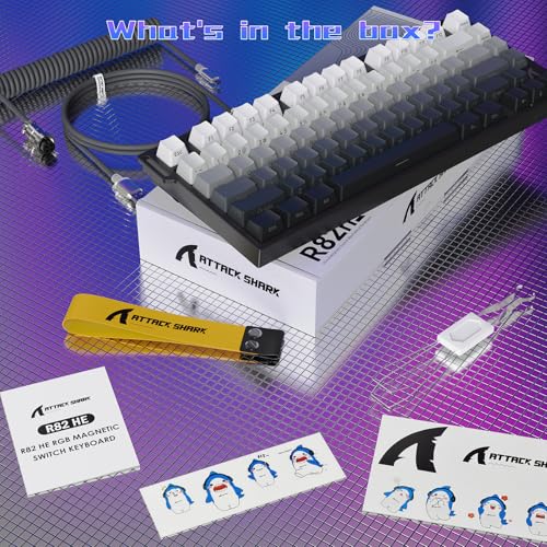 ATTACK SHARK R82 Wired 75% Gaming Keyboard Magnetic Switch + C01ULTRA LED Cable Ultra Precision 0.005mm RT RGB QWERTY Sound Absorption (Moonlit Night)