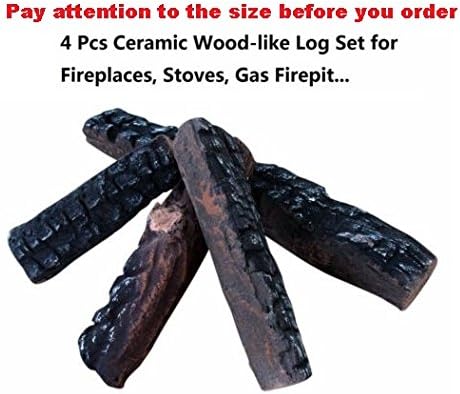 4 Small Pieces Wood-like Ceramic Fireplace Logs for Gas Ethanol Fireplaces,Stoves, Firepits