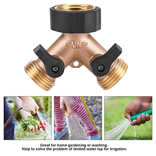 Riemex Metal Garden Hose Splitter 2 Way Y Valve Hose Connector, Easy to Open, Comfort Grip, Solid Brass Body - Thumbnail 3