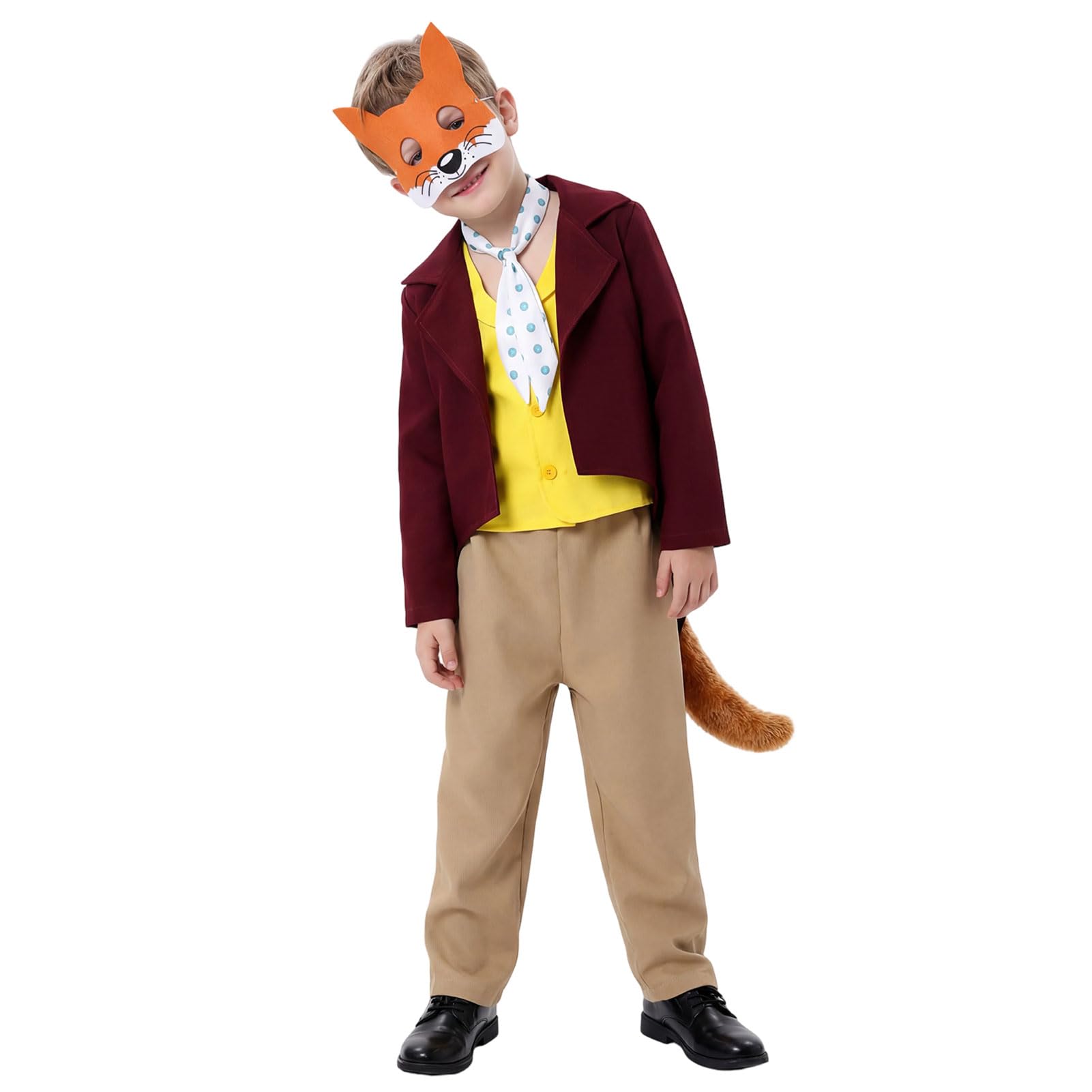 Raveparty Mr Fox Costume Kids, Fantastic Fox Costume Kids, Book Character Costumes for World Book Day (Style A, M)