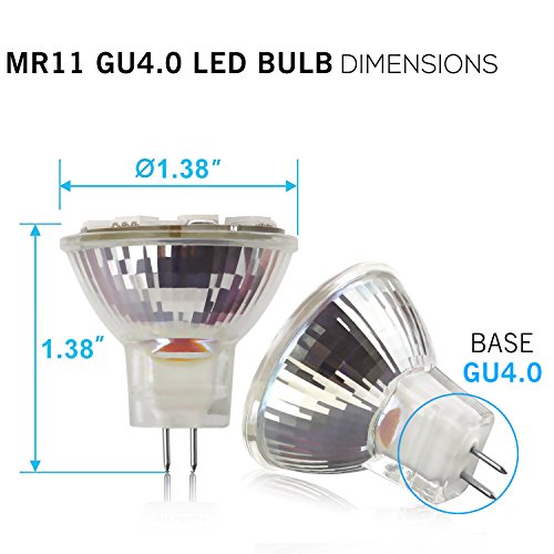 2W LED MR11 Light Bulbs, 12v 20w Halogen Replacement, GU4 Bi-Pin Base, Soft White 3000K, (Pack of 12)