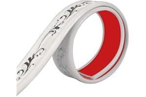 Primst 118inch Flexible Molding Trim Self Adhesive,3D Waterproof Crown Molding Ceiling Molding,Wall Lines Wallpaper Border for Home Decor (White+Silver)