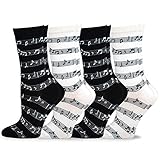 TeeHee Women's Music Cotton Crew Socks 4-Pack