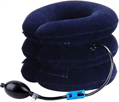 RUNZI Cervical Neck Traction Device Inflatable Neck Stretcher Blue