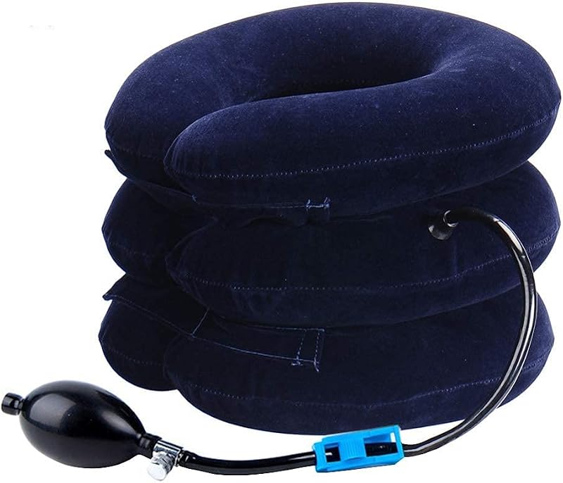 RUNZI Cervical Neck Traction Device Inflatable Neck Stretcher Blue