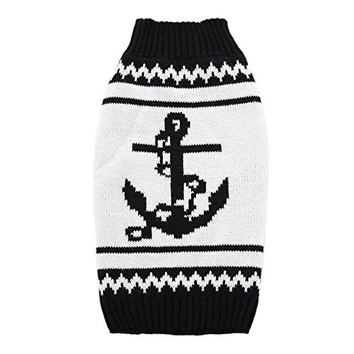 Tangpan Turtleneck Classic White Sailor Pet Dog Sweater Apparel(White,XL)