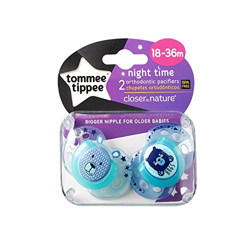 Tommee Tippee Closer To Nature Night Pacifier, 18-36 Months, 2 Count (Colors will vary)