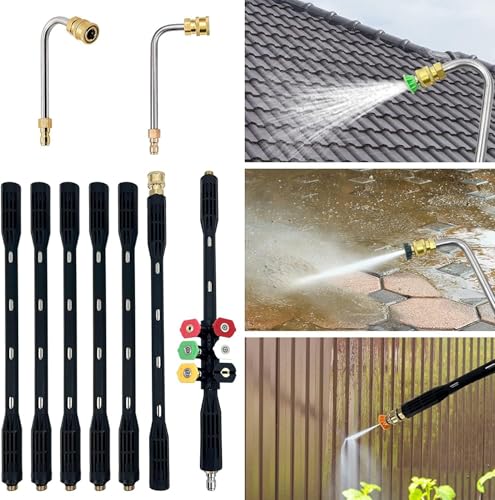 Pressure Washer Extension Lead with Karcher Adapter Compatible for Karcher K Series K2 K3 K4 K5 K6 K7, 4000PSI Gutter Cleaning Tools Extension Lance 10 Pack