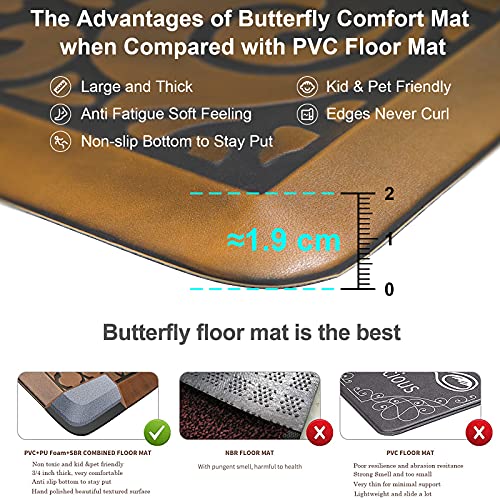 Butterfly Kitchen Mat Anti Fatigue Comfort Floor Mats Perfect for Kitchen and Standing Desks