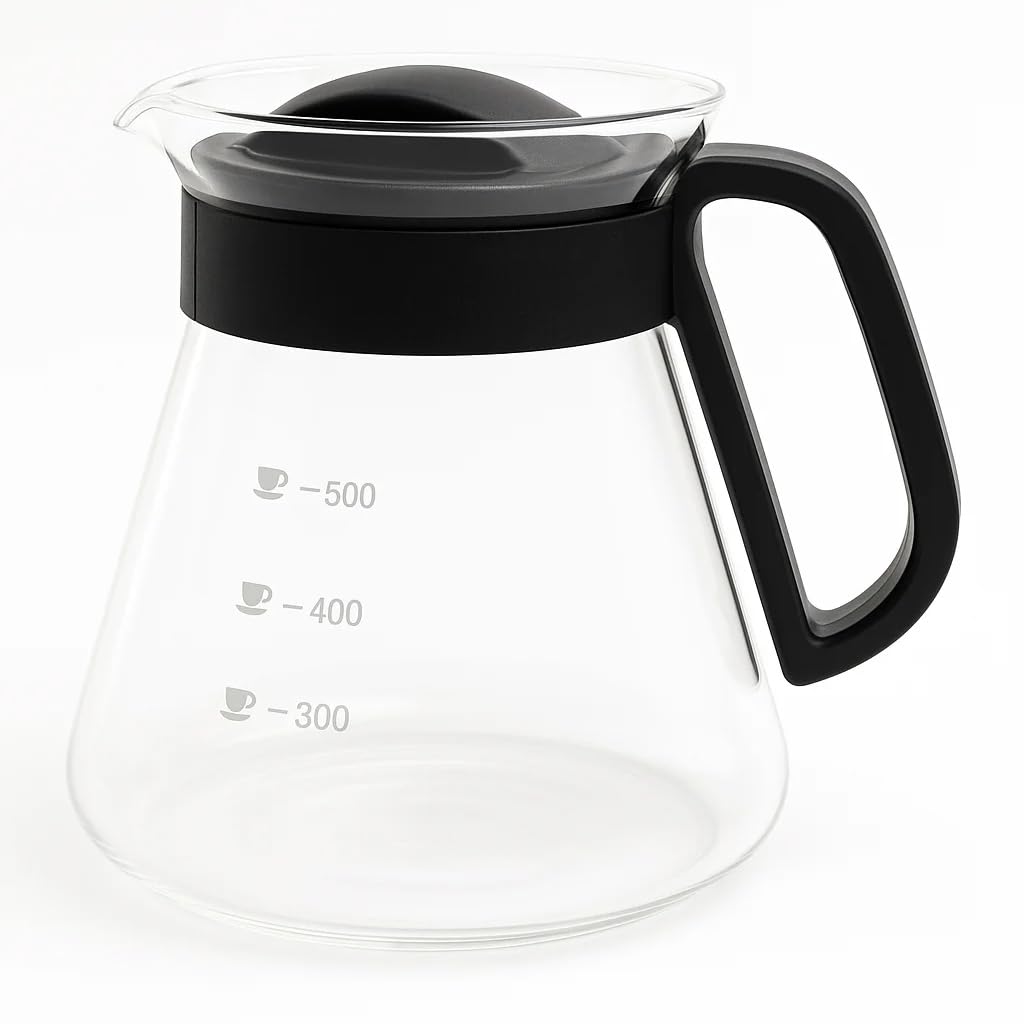 MGE - Microwave Measuring Jug - BPA Soft Grip - Glass Measuring Jug with Lid - 600 mL - Black