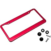 Muxkenper License Plate Frames Solid Aluminum License Plate Cover Holder Universal Car Frame for Man and Women with Screws (Red)