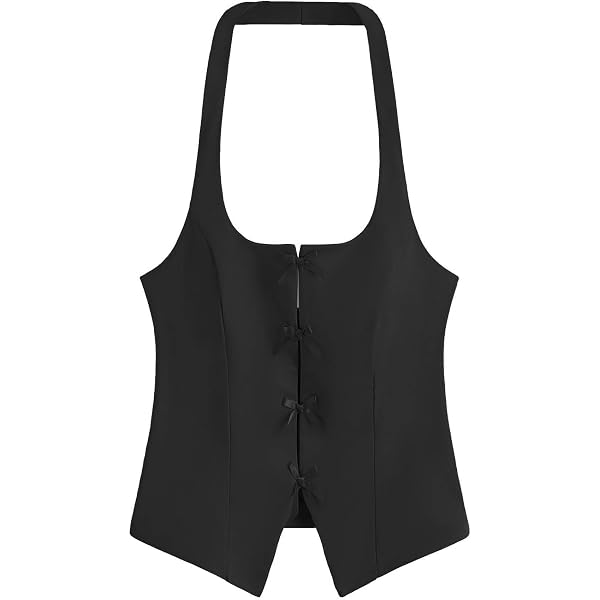 Women's Cute Bow Front Crop Halter Top – Sleeveless Backless Y2K Vest For Summer, Parties
