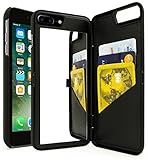 iPhone 7 Plus Case, Bastex Black Hidden Back Wallet Mirror Case with Stand Feature and Card Holder for Apple iPhone 7 Plus