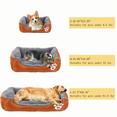 Pet Deluxe Dog Bed, Super Soft Pet Sofa Cats Bed, Non Slip Bottom Pet Lounger,Self Warming and Breathable Pet Bed Premium Bedding (S)-Orange - Thumbnail 2