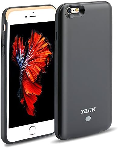 iPhone 6 Plus/6s Plus Battery Case, YILILK Portable Charging Case for iPhone 6 Plus/6s Plus(5.5”), 100% Extra Battery Life, Lightweight and Slim with Lightning Port (Black)