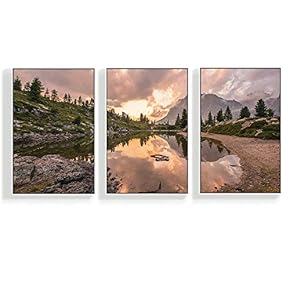 Canvas Wall Art for Living Room, Bedroom Mountain Framed Canvas Prints for Home Decoration Ready to Hang - 16"x24"x3 Panels