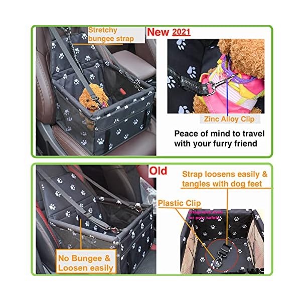 GoBuyer-Waterproof-Dog-Car-Seat-Booster-Car-Booster-Seat-for-Dogs-Free-Strap GoBuyer Waterproof Pet Dog Car Seat Booster Carrier with Seat Belt Harness and Headrest Strap for Puppy Cat