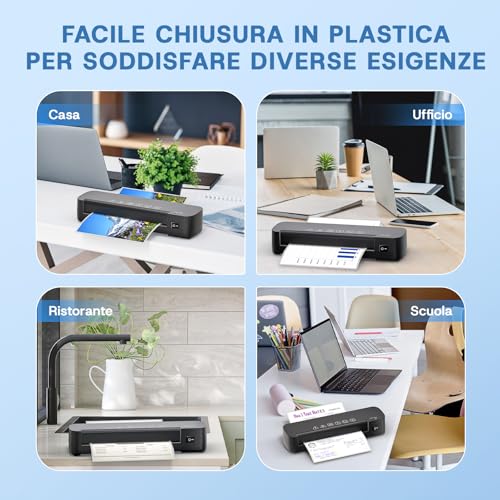 NAHKZNY A4 Laminator Thermal Laminator Speed 260 mm/min Hot Laminator Suitable for A4 A5 A6 Format with 15 Laminating Sheets for Home Office School Catering