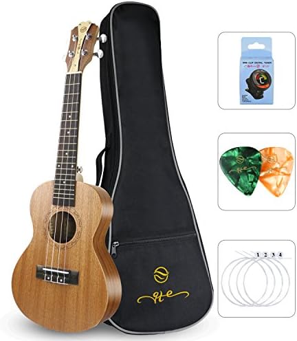 Qte Beginner Concert Ukulele Mahogany 23'' with Ukulele Set Bag Nylon String Tuner