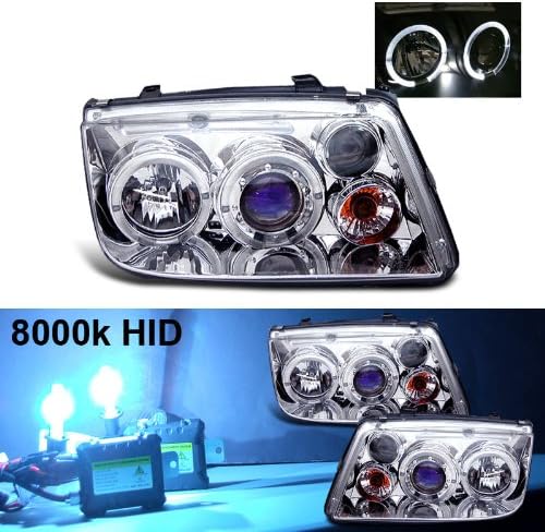 8000k Slim Xenon HID Kit + 99-05 Volkswagen Jetta Halo Projector Head Lights
