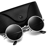 Argus Le Lennon Retro Round Sunglasses, Vintage Polarized Hipple Glasses with Plain Lens