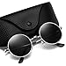 Argus Le Lennon Retro Round Sunglasses, Vintage Polarized Hipple Glasses with Plain Lens