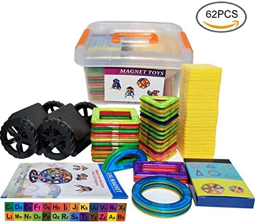 Magnetic Blocks, Magnetic Building Blocks||Magnetic Construction||Magnetic Toys||Children Educational Toys - Colorful 3D DIY toys for creativity and innovation with Instraction Booklet and Storage Box
