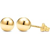 Kezef 14K Gold Filled Ball Stud Earrings for Women - Thick 14K Gold Layer, Hypoallergenic for Sensitive Ears, Round Studs | 3mm-9mm