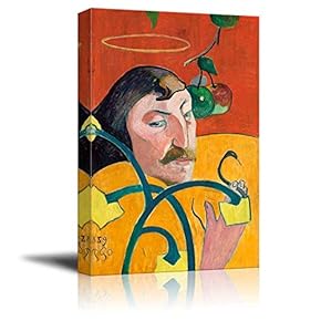 Self Portrait with Halo by Paul Gauguin Canvas Print Wall Art Famous Painting Reproduction - 12" x 18"