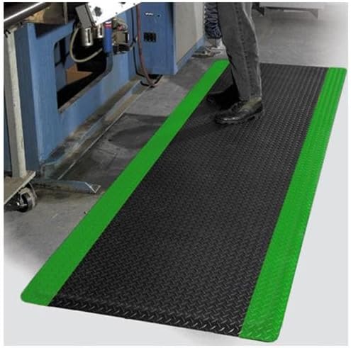 Supreme Diamond Foot Anti Fatigue Floor Mat Black with Green Border - 3'x5'x11/16in