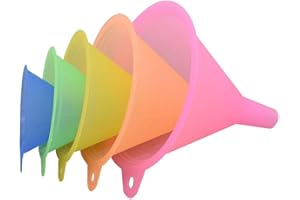Plastic Funnel, Rainbow Kitchen Funnels for Filling Bottles or Containers, Small Funnel Sets, 5 Sizes Cooking Funnels for Tra