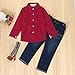 Efaster 1Set Kids Toddler Boys Handsome Red Shirt+Braces Trousers Clothes Outfits