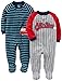 Simple Joys by Carter's Baby Boys' 2-Pack 2-Way Zip Cotton Footed Sleep and Play, Grey/Navy Stripe, 6-9 Months