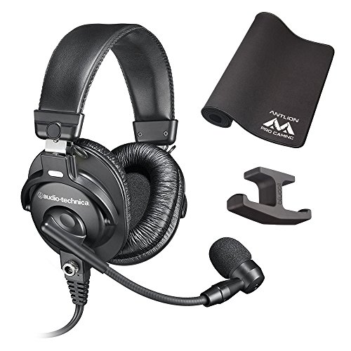 Audio Technica BPHS1 Broadcast Stereo Headset -INCLUDES- Antlion Audio Pro Gaming Mousepad and Blucoil Headphone Hook - GAMING BUNDLE