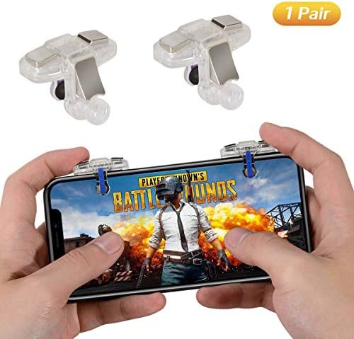 PUBG Mobile Game Controller 2 Triggers, COCASES Sensitive Shoot Aim Joysticks Physical Buttons PUBG/Fortnite/Knives Out Compatible 4.5-7.0 inch Smartphones(Transparent)