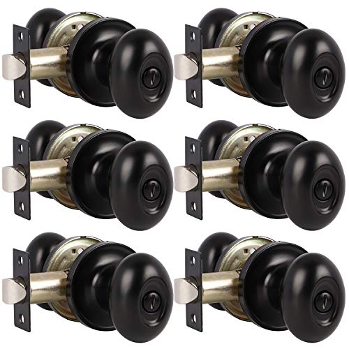 Probrico 6 Pack Oval Egg Privacy Door Knobs Fit for Bedroom & Bathroom