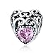 BAMOER Charm Bead and Sterling Silver Charm for Teen Blue Sky Radiant Hearts with Zirconia for Her