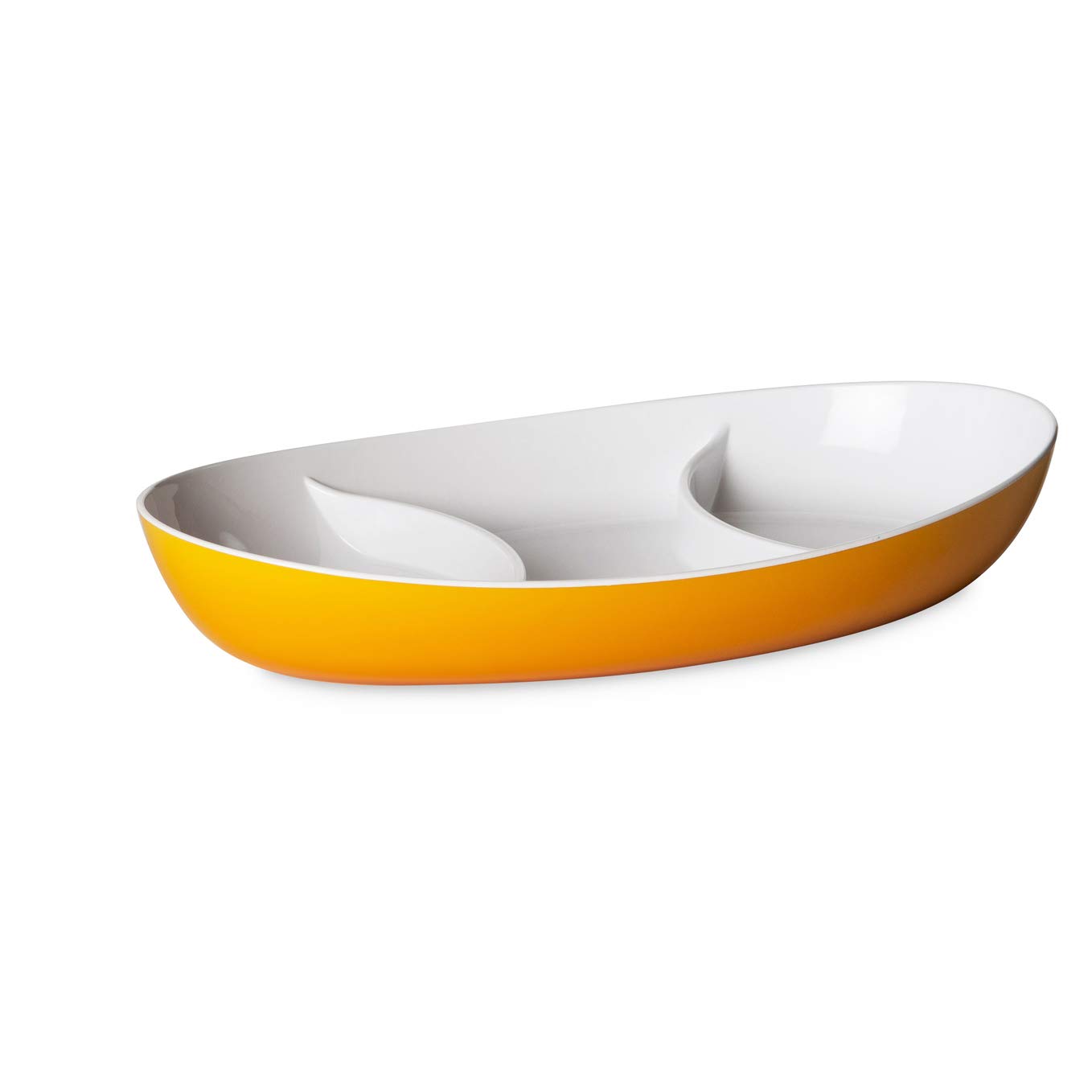 Omada Design Plate of 11,02 x 6,69 inch in 3 compartments with White Interior and Colored Exterior, Trendy line, Turquoise — image 1