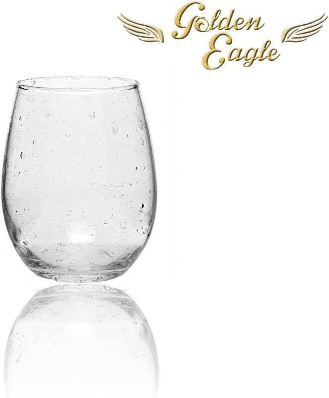 Wine Glasses • iGoldenEagle • 2 Set, 15oz Stemless Glasses • Unique Air Bubble Design • Fits any Wine Rack or Travel Bag • Durable and Nearly Unbreakable • eBook Bonus